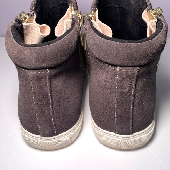 Kenneth Cole Suede Star Embellished Ankle Sneakers Side Zippers Casual Comfort - Picture 5 of 6